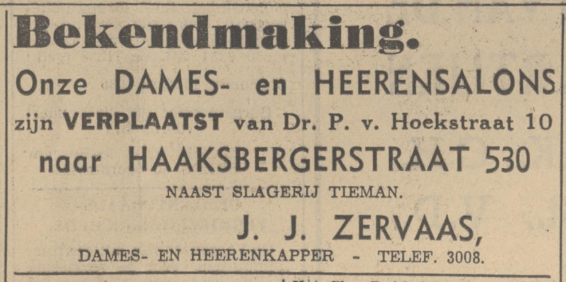 Dr. P. van Hoekstraat 10 J.J. Zervaas kapper advertentie Tubantia 13-6-1939.jpg
