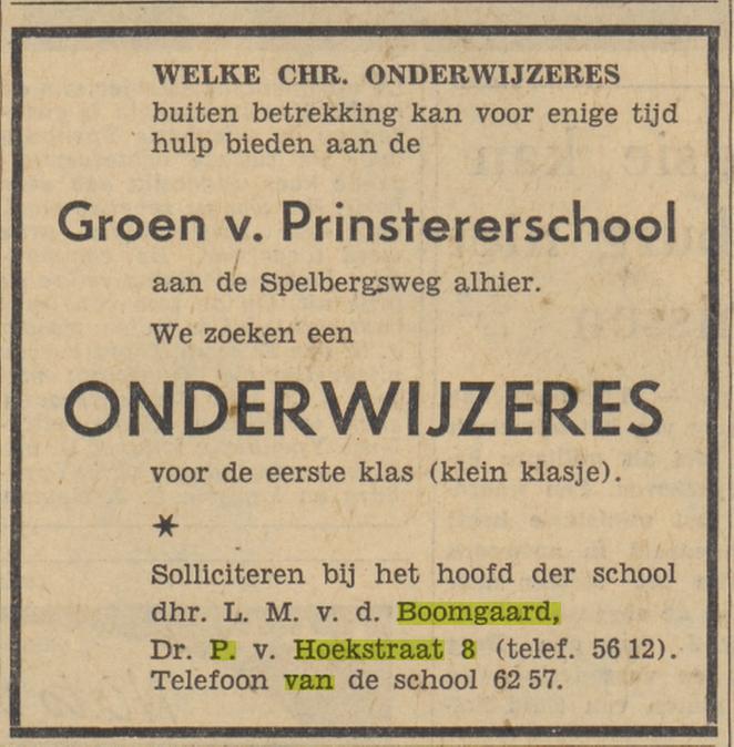 Dr. P. van Hoekstraat 8 L.M. van den Boomgaard advertentie Tubntia 31-1-1964.jpg