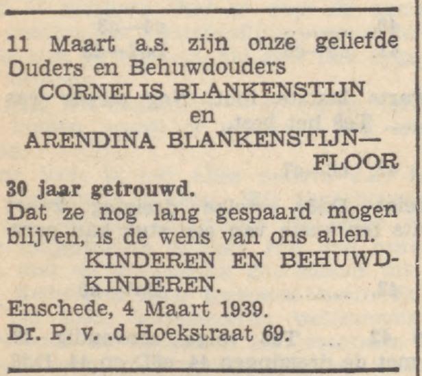 Dr. P. van Hoekstraat 69 C. Blankenstijn advertentie Zaans volksblad 4-3-1939.jpg