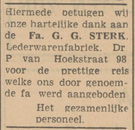 Dr. P. van Hoekstraat 98 Lederwarenfabriek Fa. G,G. Sterk advertentie Tubantia 21-6-1948.jpg