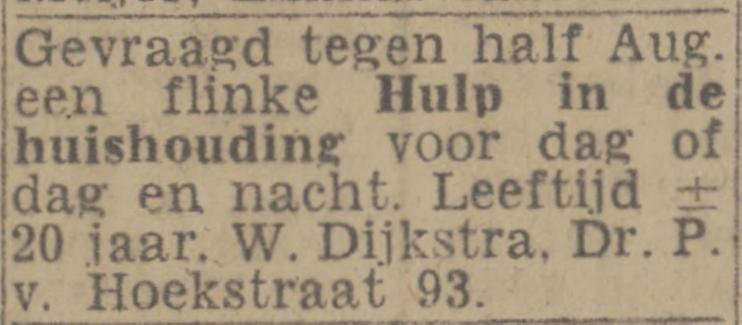 Dr. P. van Hoekstra 93 W. Dijkstra advertentie Twentsch nieuwsblad 4-7-1944.jpg