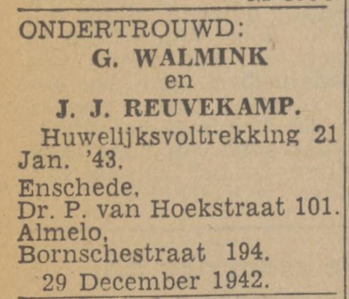 Dr. P. van Hoekstraat 101 G. Walmink advertentie Twentsch nieuwsblad 29-12-1942.jpg