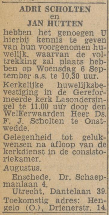 Dr. Schaepmanlaan 4 Adri Scholten advertentie Twentsch nieuwsblad 25-8-1944.jpg