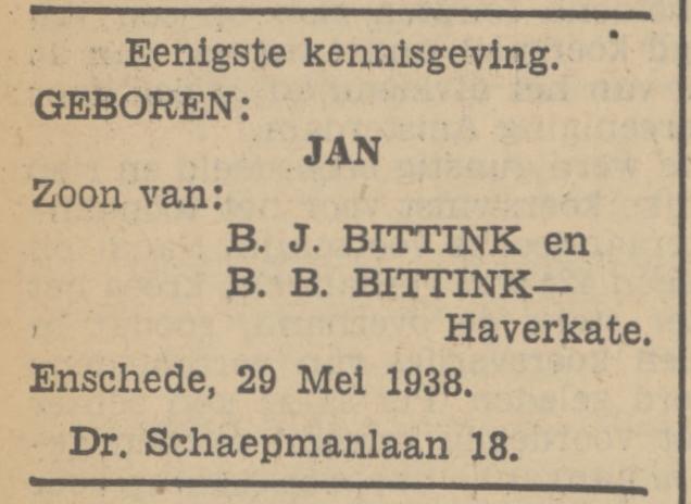 Dr. Schaepmanlaan 18 B.J. Bittink advertentie Tubantia 30-5-1938.jpg
