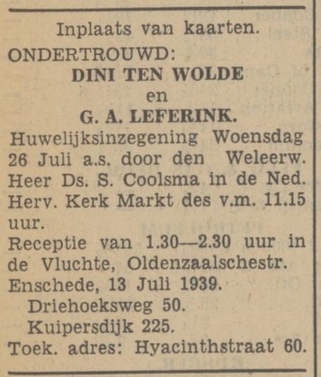 Driehoeksweg 50 Dini ten Wolde overlijdensadvertentie Tubantia 13-7-1939.jpg