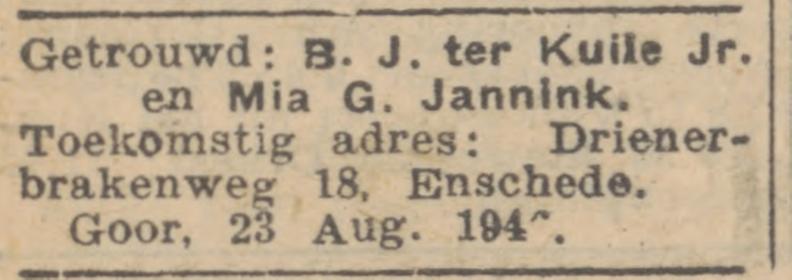 Drienerbrakenweg 18 B.J. ter Kuile advertentie Algemeen Handelsblad 24-8-1946.jpg