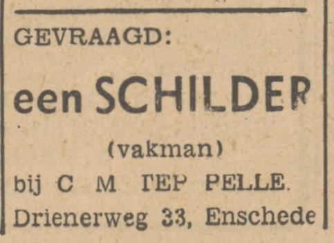 Drienerweg 33 C.M. ter Pelle schilder advertentie Tubantia 10-7-1948.jpg