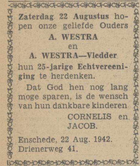 Drienerweg 41 A. Westra advertentie Tubantia 20-8-1942.jpg