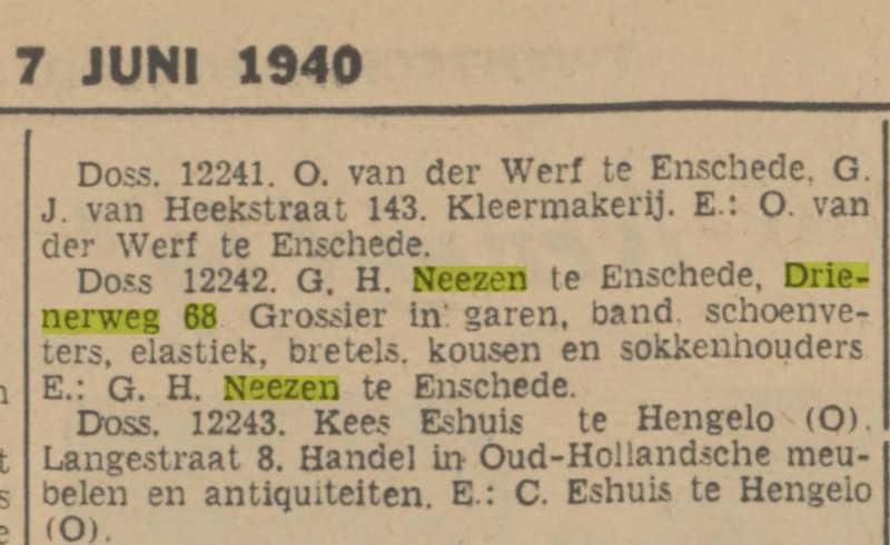 Drienerweg 68 G.H. Neezen krantenbericht Tubantia 7-6-1940.jpg