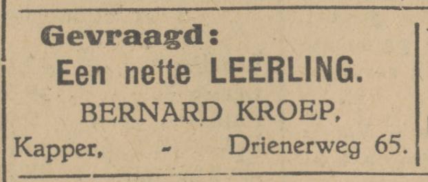Drienerweg 65 Bernard Kroep kapper advertentie Tubantia 26-1-1927.jpg