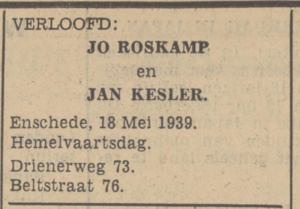 Drienerweg 73 Jo Roskamp advertententie Tubantia 15-5-1939.jpg