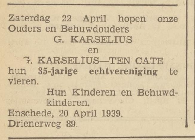 Drienerweg 87 G. Karselius advertentie Het Volk 20-4-1939.jpg
