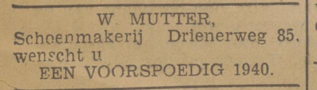 Drienerweg 85 W. Mutter schoenmaker advertentie Tubantia 30-12-1939.jpg
