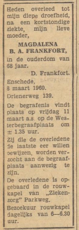 Drienerweg 139 M.B.A. Frankfort overlijdensadvertentie Tubantia 9-3-1960.jpg