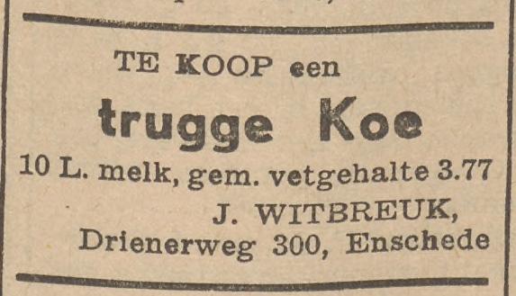 Drienerweg 300 J. Witbreuk advertentie Twentsche courant 7-11-1939.jpg
