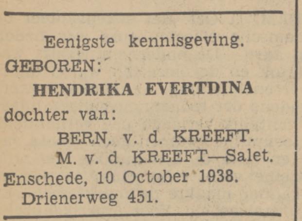 Drienerweg 451 Bern. van der Kreeft advertentie Tubantia 11-10-1938.jpg