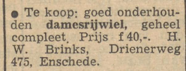 Drienerweg 475 H.W. Brinks advertentie Tubantia 2-6-1953.jpg