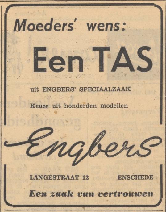 Langestraat 12 Engbers moederdag advertentie 8-5-1958.jpg