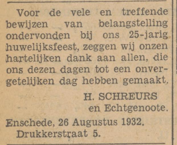 Drukkerstraat 5 H. Schreurs advertentie Tubantia 26-8-1932.jpg