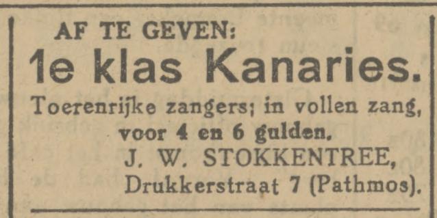 Drukkerstraat 7 J.W. Stokkentree advertentie Tubantia 1-12-1927.jpg