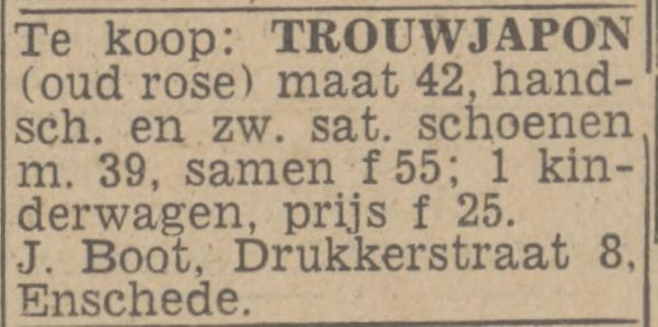 Drukkerstraat 8 J. Boot advertentie Twentsch nieuwsblad 19-12-1943.jpg