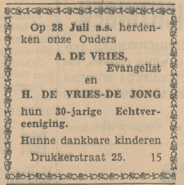 Drukkerstraat 25 A, de Vries evangelist advertentie Tubantia 24-7-1930.jpg
