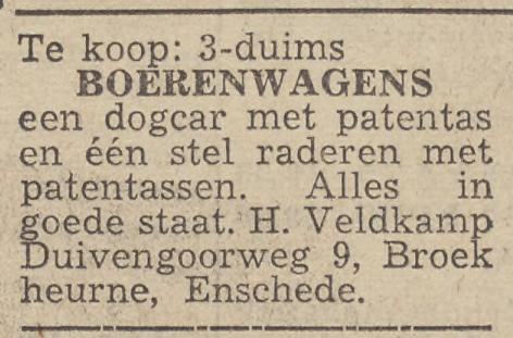 Duivengoorweg 9 H. Veldkamp advertentie Twentsche courant 19-12-1950.jpg