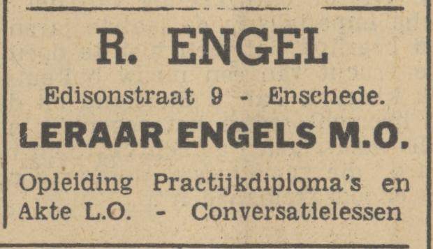 Edisonstraat 9 R. Engel advertentie Tubantia 5-9-1941.jpg