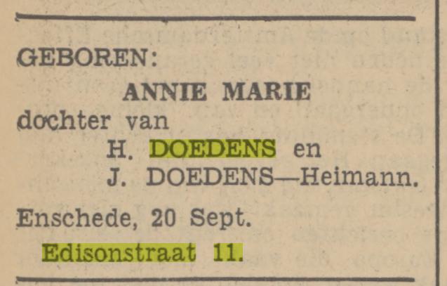 Edisonstraat 11 H. Doedens advertentie Tubantia 21-9-1938.jpg