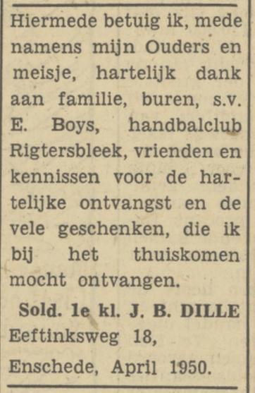 Eeftinksweg 18 J.B. Dille advertentie Tubantia 15-4-1950.jpg