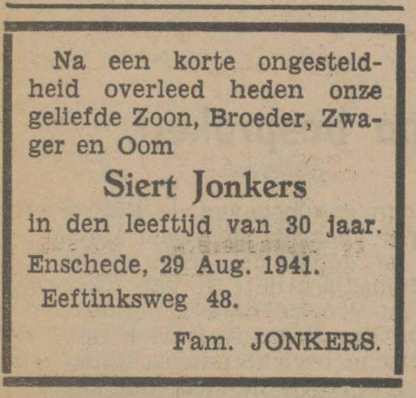 Eeftinksweg 48 Siert Jonkers overlijdensadvertentie Tubantia 30-8-1941.jpg