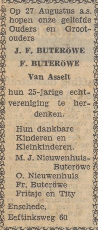 Eeftinksweg 60 J.F. Buterowe advertentie Tubantia 23-8-1957.jpg