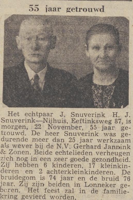 Eeftinksweg 87 J. Snuverink krantenbericht Tubantia 21-11-1952.jpg