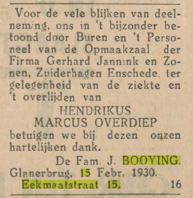 Eekmaatstraat 15 J. Booying advertentie Tubantia 15-2-1930.jpg