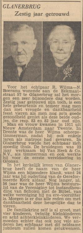 Eekmaatstraat 57 R. Wijma krantenbericht Tubantia 27-4-1953.jpg