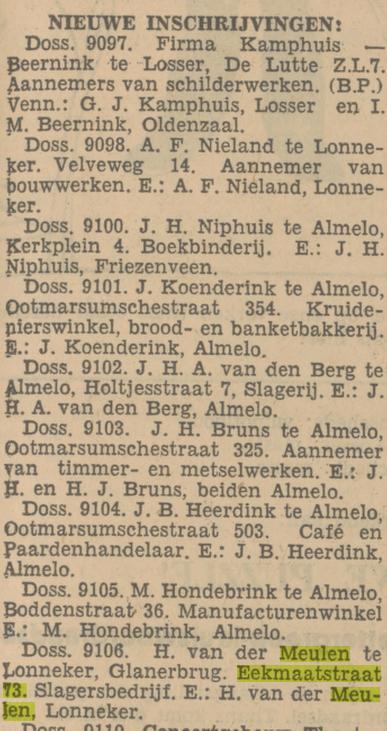 Eekmaatstraat 73 Glanerbrug slagersbedrijf H. van der Meulen krantenbericht Tubantia 19-11-1932.jpg