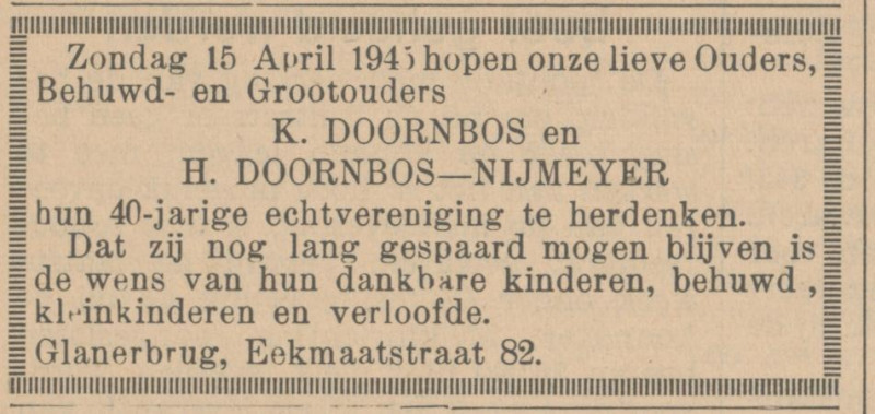 Eekmaatstraat 82 K. Doornbos advertentie Het Vrije Volk 14-4-1945.jpg