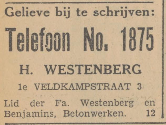 Eerste Veldkampstraat 3 H. Westenberg betonwerken advertentie Tubantia 6-5-1931.jpg