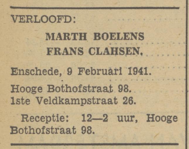 Eerste Veldkampstraat 26 Frans Clahsen advertentie Tubantia 5-2-1941.jpg