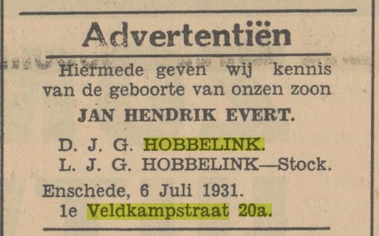 Eerste Veldkampstraat 20a D.J.G. Hobbelink advertentie 6-7-1931.jpg