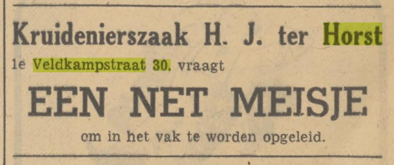 Eerste Veldkampstraat 30 kruidenierszaak H.J. ter Horst adertentie Tubantia 3-11-1947.jpg