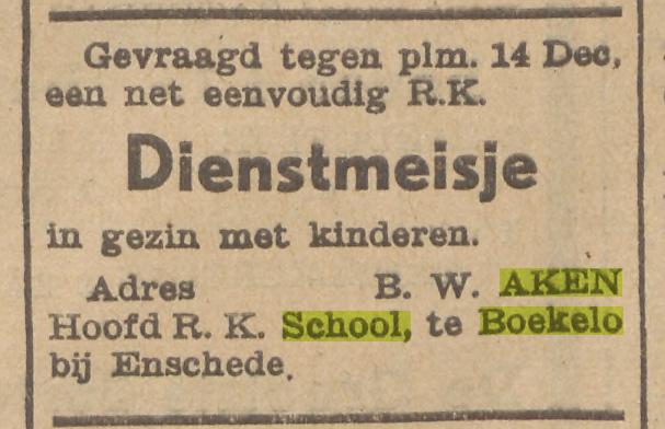 Egberinksweg 9 Boekelo B.W. van Aken hoofd R.K. School advertentie Twentsche Courant 29-11-1935.jpg