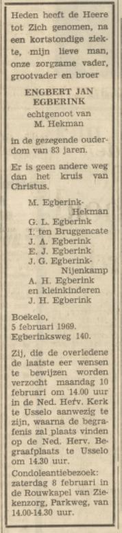 Egberinksweg 140 E.J. Egberink overlijdensadvertentie Tubantia 7-2-1969.jpg