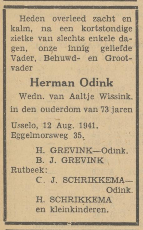 Eggelmorsweg 35 Usselo Herman Odink overlijdensadvertentie Tubantia 13-8-1941.jpg