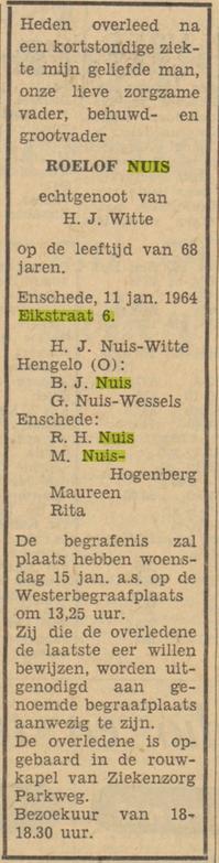 Eikstraat 6 Roelof Nuis overlijdensadvertentie 13-1-1964.jpg