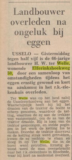 Elferinkshoekweg 50 H.W. ter Welle landbouwer krantenbericht Tubantia 1-10-1964.jpg