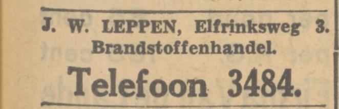 Elferinksweg 3 J.W. Leppen brandstoffenhandel advertentie Tubantia 27-2-1933.jpg