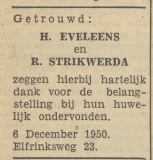 Elferinksweg 23 H. Eveleens advertentie Tubantia 6-12-1950.jpg