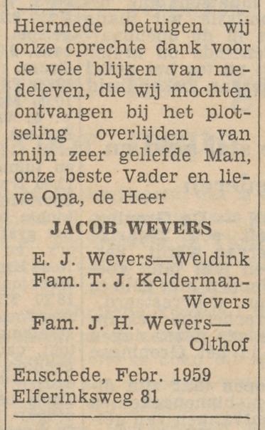 Elferinksweg 81 Jacob Wevers advertentie Tubantia 27-2-1959.jpg