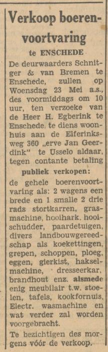 Elferinksweg 360 erve Jan Geerdink Usselo H. Egberink advertentie Tubantia 19-5-1951.jpg